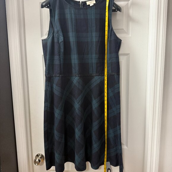 Ann Taylor Loft blue green black plaid tartan sleeveless dress size 16 - Picture 3 of 11